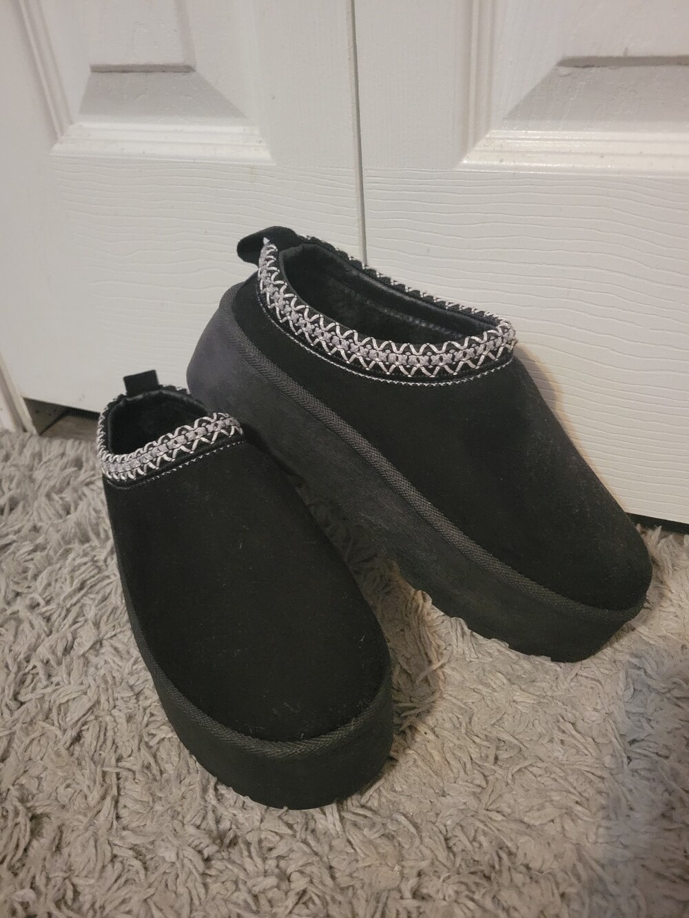 Mudd Black Slip-On Platform Clog with Decorative Trim